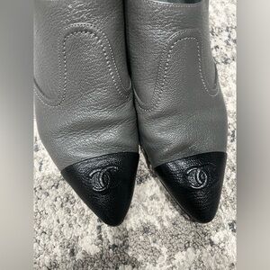 CHANEL Gray/Black Short Boots size 41